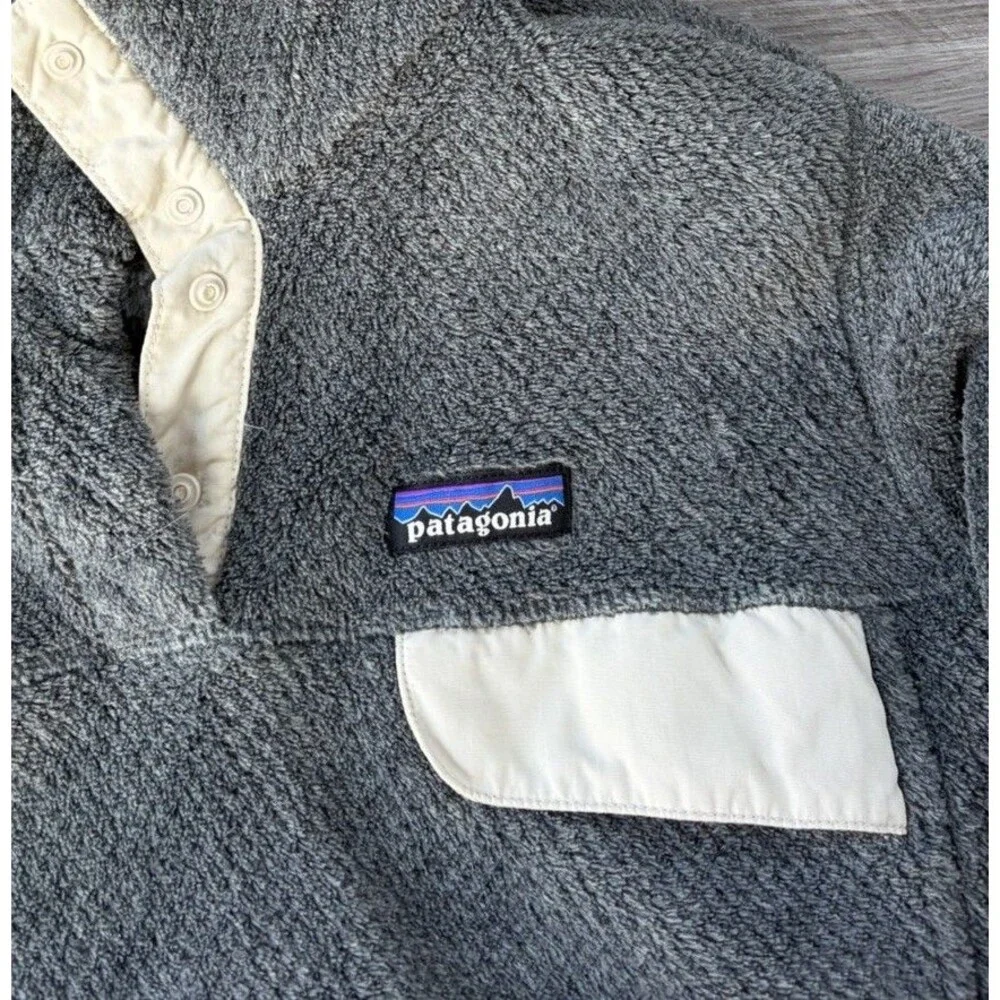 Patagonia Re-Tool Snap-T Fleece Pullover Womens Medium M Gray Cream Polartec